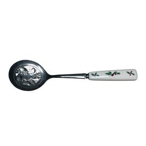 Sheffield England vtg christmas salad Spoon with White Handler